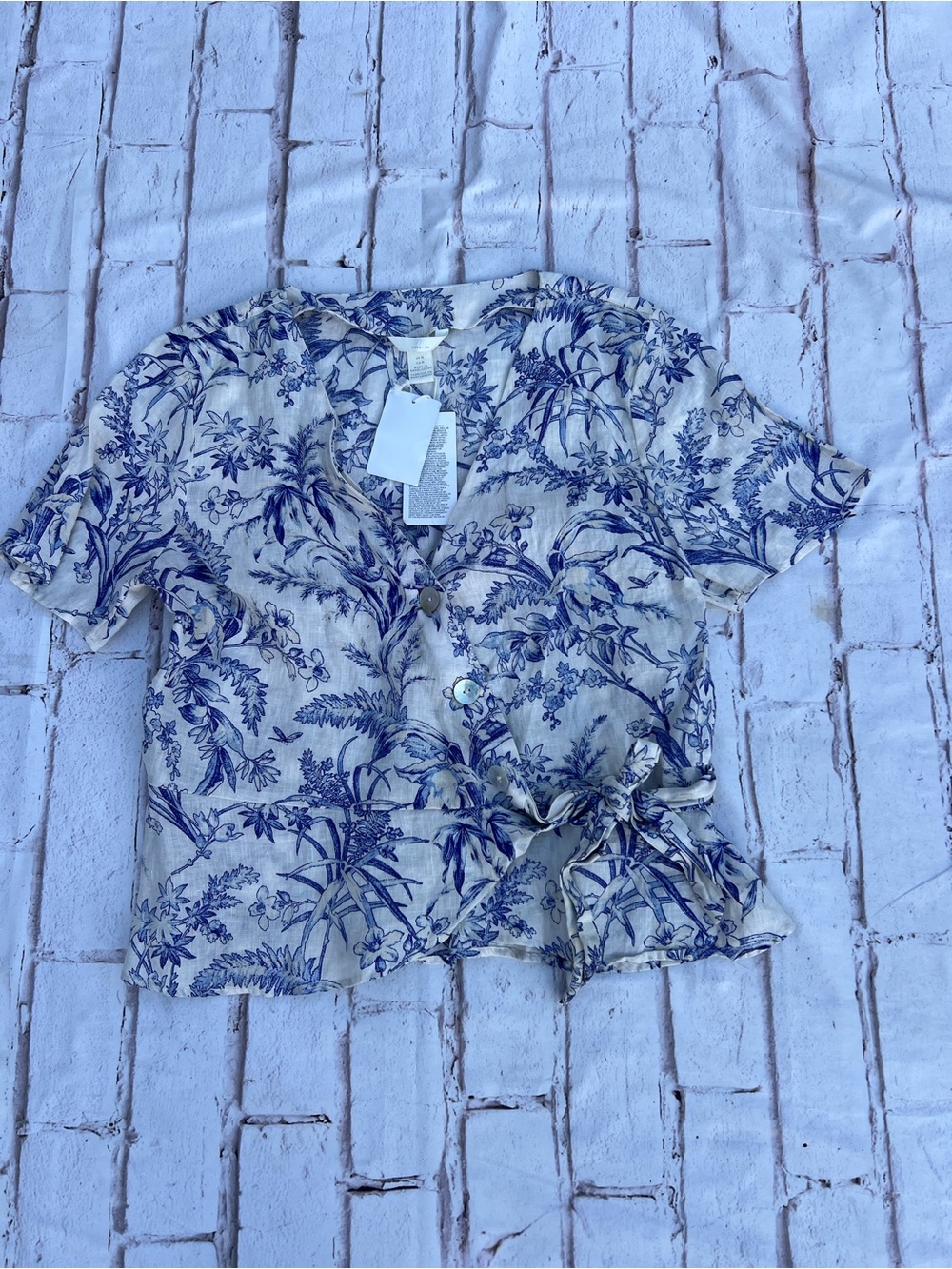 Linen Blouse Medium New H&M
